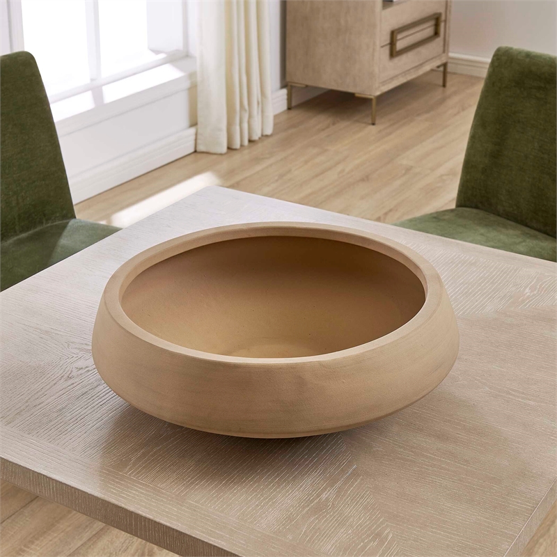 Pemberly Row Indoor/Outdoor Hand-Carved Mango Wood Bowl in Brown