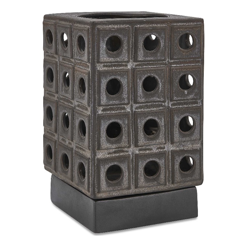 Pemberly Row Indoor/Outdoor Bronze Metal Lantern Candleholder in Brown