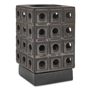 Pemberly Row Indoor/Outdoor Bronze Metal Lantern Candleholder in Brown