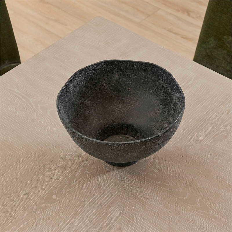 Pemberly Row Indoor/Outdoor Hand-Carved Mango Wood Bowl in Black