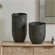 Pemberly Row Indoor/Outdoor Textured Ceramic Vases in Black (Set of 2)
