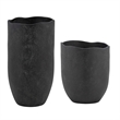 Pemberly Row Indoor/Outdoor Textured Ceramic Vases in Black (Set of 2)