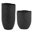 Pemberly Row Indoor/Outdoor Textured Ceramic Vases in Black (Set of 2)