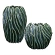 Pemberly Row Indoor/Outdoor Textured Ceramic Vases in Green (Set of 2)