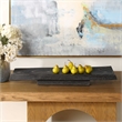 Pemberly Row Indoor/Outdoor Acacia Wood Serving Tray in Black