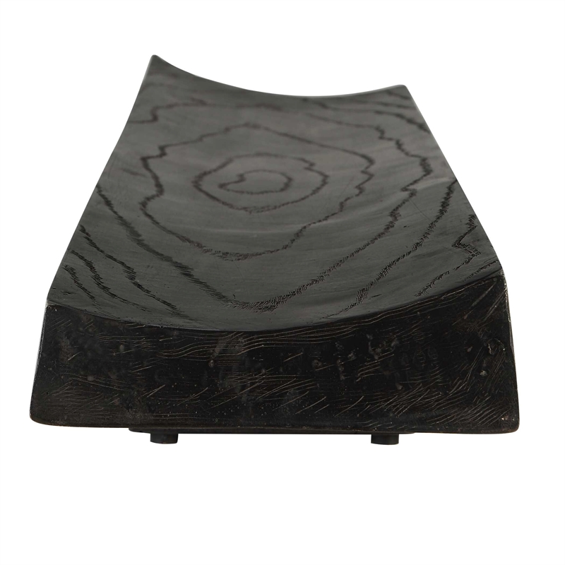 Pemberly Row Indoor/Outdoor Acacia Wood Serving Tray in Black