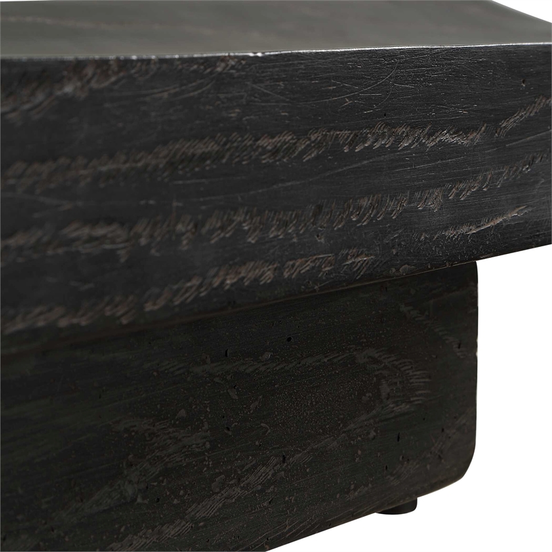 Pemberly Row Indoor/Outdoor Acacia Wood Serving Tray in Black