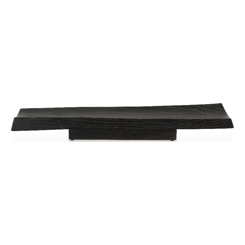 Pemberly Row Indoor/Outdoor Acacia Wood Serving Tray in Black