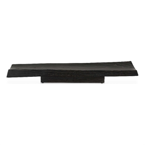 Pemberly Row Indoor/Outdoor Acacia Wood Serving Tray in Black