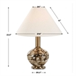 Pemberly Row Carved Ceramic Table Lamp with Taupe Linen Shade in Dark Brown