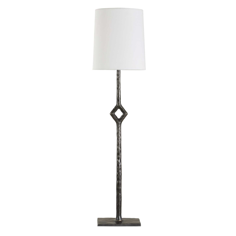 Pemberly Row Cordless Rechargeable Iron Buffet Lamp with Dome Shade in Black