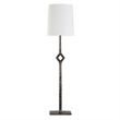 Pemberly Row Cordless Rechargeable Iron Buffet Lamp with Dome Shade in Black