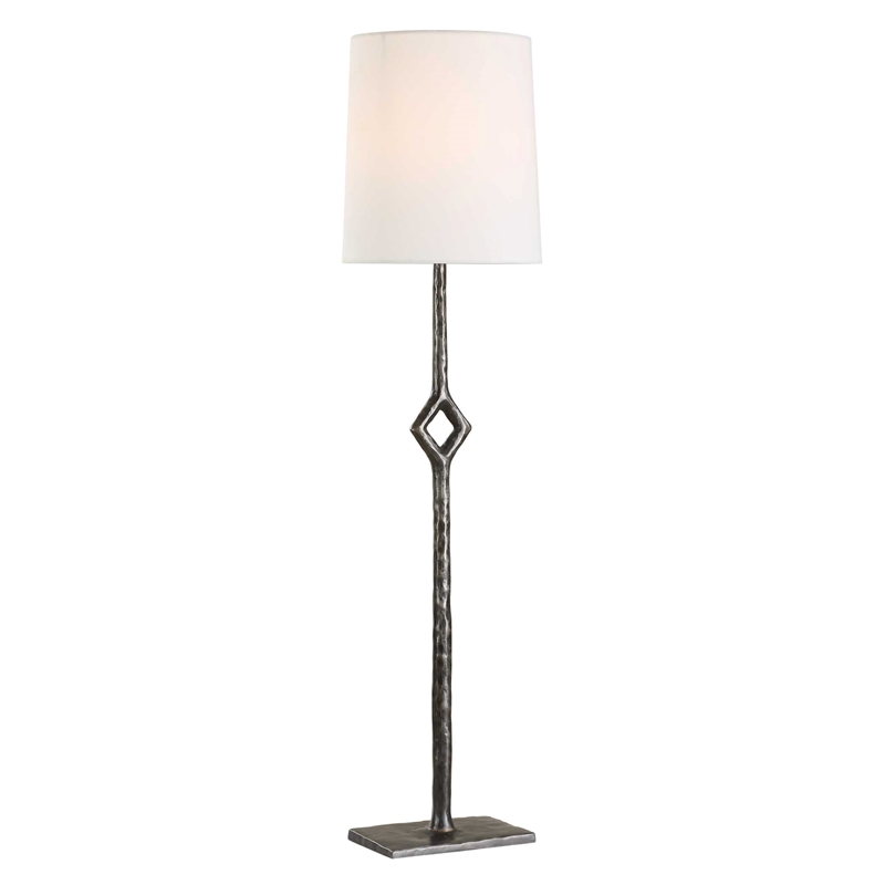 Pemberly Row Cordless Rechargeable Iron Buffet Lamp with Dome Shade in Black