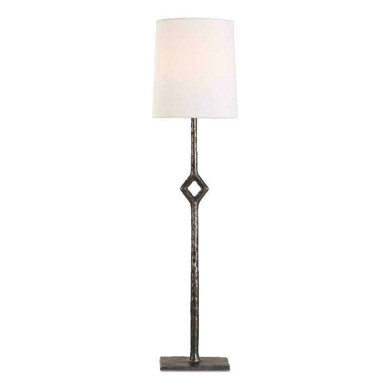 Pemberly Row Cordless Rechargeable Iron Buffet Lamp with Dome Shade in Black