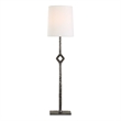 Pemberly Row Cordless Rechargeable Iron Buffet Lamp with Dome Shade in Black