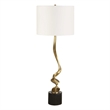 Pemberly Row Cordless Rechargeable Brass Buffet Lamp with Dome in Black