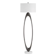 Pemberly Row Open Oval Iron Floor Lamp with Fabric Shade in Bronze
