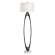 Pemberly Row Open Oval Iron Floor Lamp with Fabric Shade in Bronze