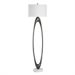 Pemberly Row Open Oval Iron Floor Lamp with Fabric Shade in Bronze