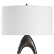 Pemberly Row Open Oval Iron Floor Lamp with Fabric Shade in Bronze