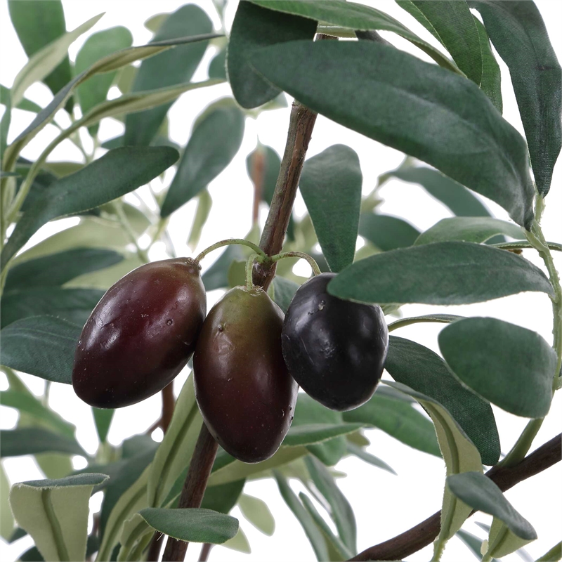 Pemberly Row Lifelike Potted Olive Plant with Fruit in Gray Planter