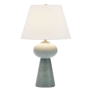 Pemberly Row Embossed Ceramic Table Lamp with Linen Shade in Light Blue