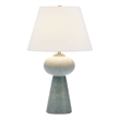 Pemberly Row Embossed Ceramic Table Lamp with Linen Shade in Light Blue