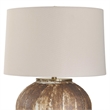 Pemberly Row Textured Ceramic Table Lamp with Linen Shade in Brown