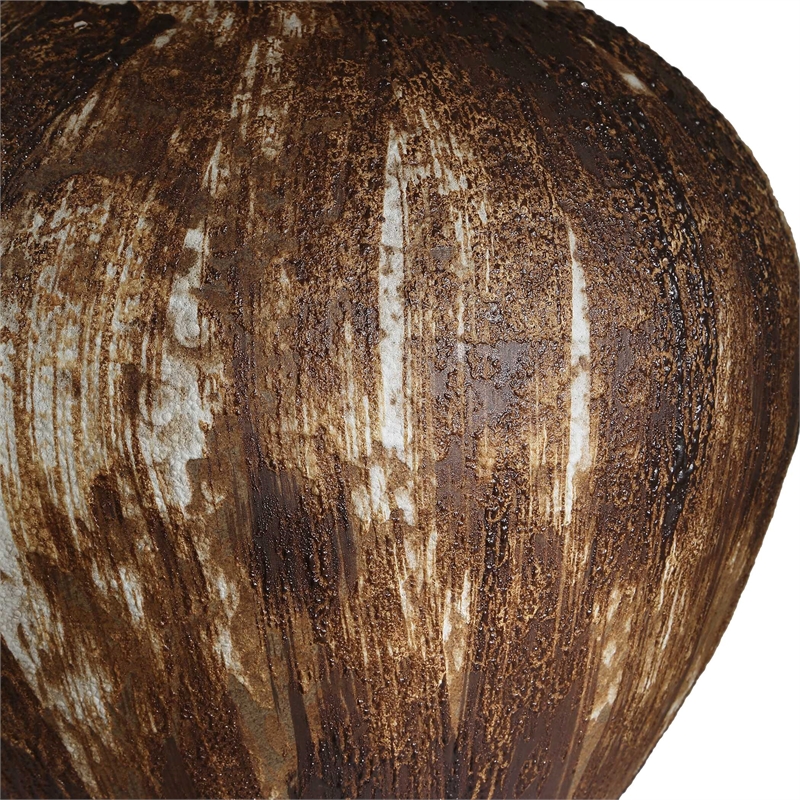 Pemberly Row Textured Ceramic Table Lamp with Linen Shade in Brown