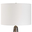 Pemberly Row Dark Italian Marble Table Lamp with Brass Stem in Black