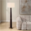 Pemberly Row Adjustable Iron Floor Lamp with Fabric Shade in Dark Oak