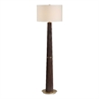 Pemberly Row Adjustable Iron Floor Lamp with Fabric Shade in Dark Oak
