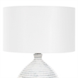 Pemberly Row Horizontally Striped Ceramic Table Lamp with Linen Shade in Gray