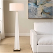 Pemberly Row Minimalist Modern Metal Floor Lamp with Fabric Shade in White