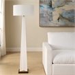 Pemberly Row Minimalist Modern Metal Floor Lamp with Fabric Shade in White