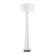 Pemberly Row Minimalist Modern Metal Floor Lamp with Fabric Shade in White