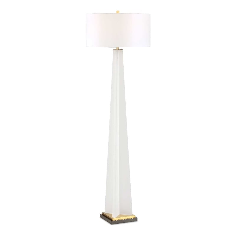 Pemberly Row Minimalist Modern Metal Floor Lamp with Fabric Shade in White