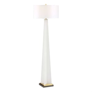 Pemberly Row Minimalist Modern Metal Floor Lamp with Fabric Shade in White