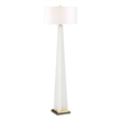 Pemberly Row Minimalist Modern Metal Floor Lamp with Fabric Shade in White