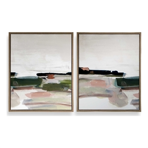 Pemberly Row Peaking Framed Abstract Prints in Multi-Color (Set of 2)