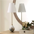 Pemberly Row Smoke Blown Glass Buffet Lamp with Polished Brass Base