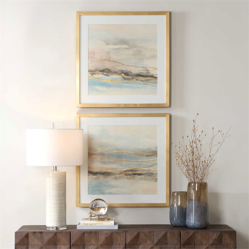 Pemberly Row Abstract Landscape Prints in Multi-Color (Set of 2)