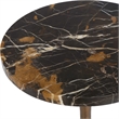Pemberly Row Dark Italian Marble Round Drink Table with Iron Base in Black