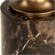 Pemberly Row Dark Italian Marble Round Drink Table with Iron Base in Black