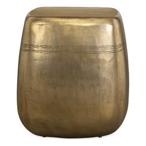 Pemberly Row Indoor/Outdoor Cast Iron Round Side Table in Brass