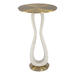 Pemberly Row Modern Hammered Brass Accent Table with Iron Frame