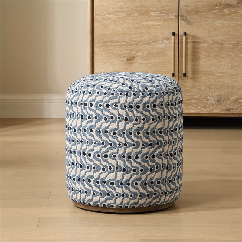 Pemberly Row Handcrafted Upholstered Fabric Ottoman in Sapphire Blue