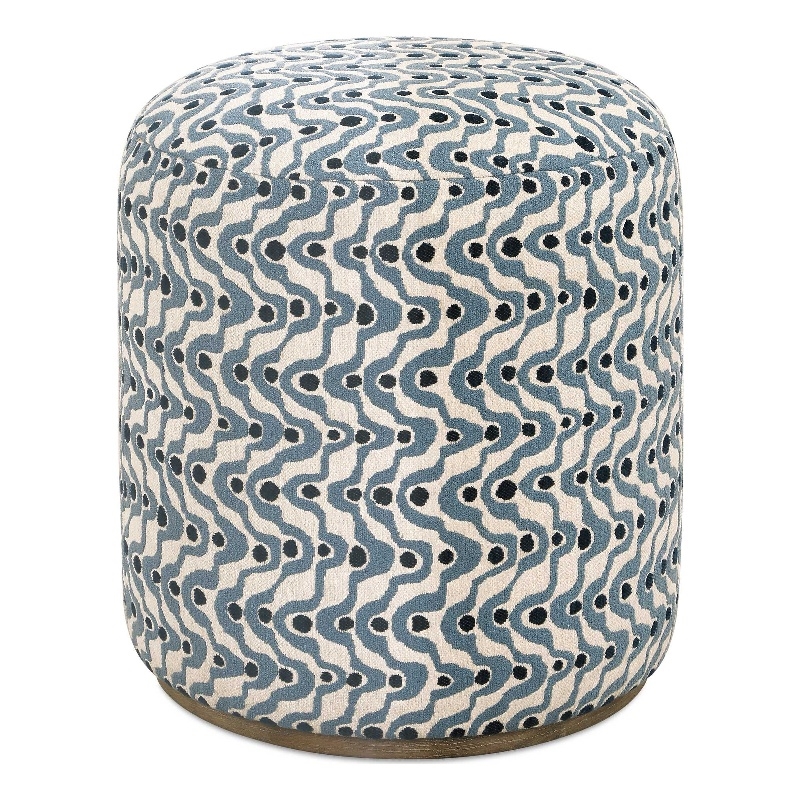 Pemberly Row Handcrafted Upholstered Fabric Ottoman in Sapphire Blue