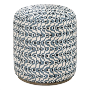 Pemberly Row Handcrafted Upholstered Fabric Ottoman in Sapphire Blue