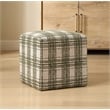 Pemberly Row Ireland Plaid Upholstered Round Ottoman in Forest Green